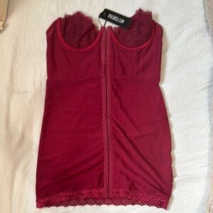 Dolls Kill Deep Red Lace Bustier Dress